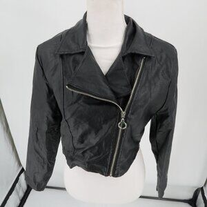 KRISP London Black Faux Leather Moto Style Jacket Size Small